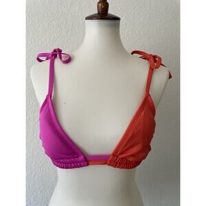 Sugar Beach Swim Bikini Top Plunge Color Block Swimwear